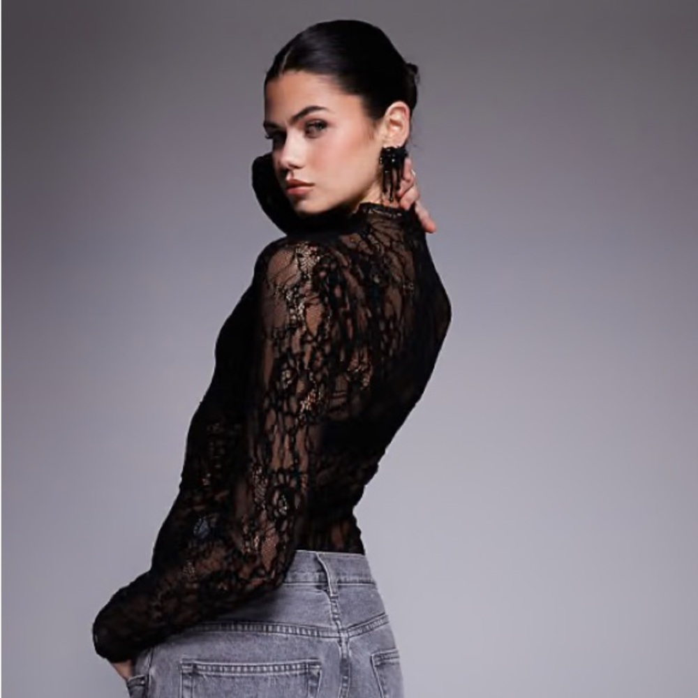 GOOD AMERICAN LACE MOCK NECK BODYSUIT, SZ S NWT! - Picture 6 of 8